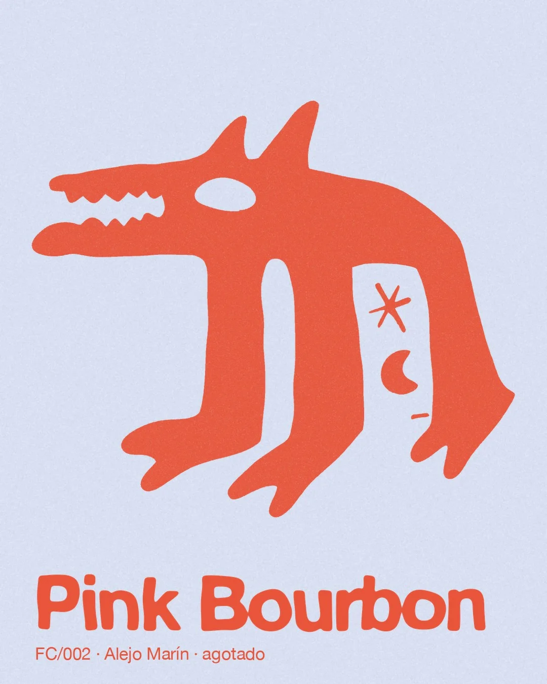 Póster FC/002 Pink Bourbon: el lobo en coral sobre lavanda
