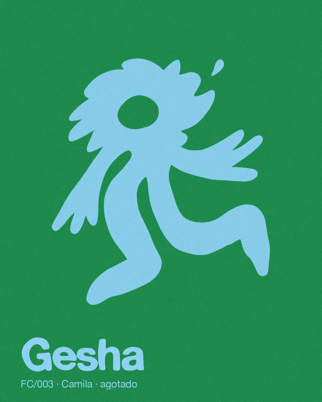 Póster FC/003 Gesha: el danzador en celeste sobre verde