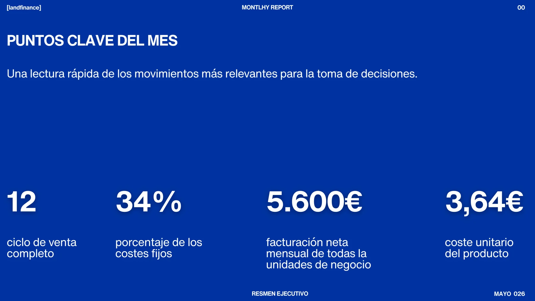 Deck de reporting: puntos clave del mes